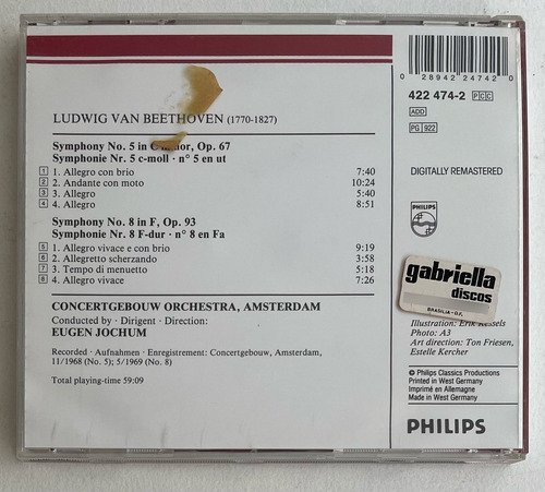CD Eugen Jochum Beethoven Symphonies N. 5 & 8 - Imagem 3