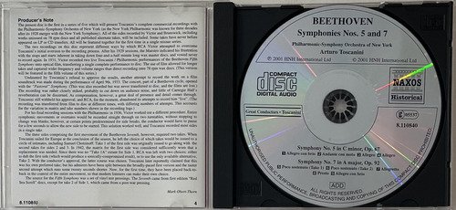CD Beethoven - Symphony No. 5 - Symphony No. 7 - Toscanini - Imagem 2