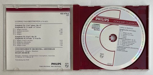CD Eugen Jochum Beethoven Symphonies N. 5 & 8 - Imagem 2