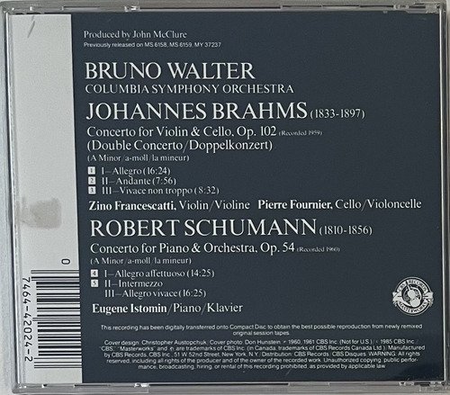 CD Bruno Walter - Brahms Concerto For Violin & Cello - Imagem 3