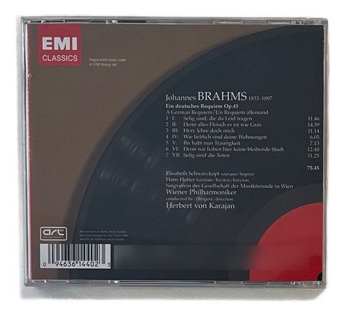 CD Brahms - Ein Deutsches Requiem - Herbert Von Karajan - Imagem 3