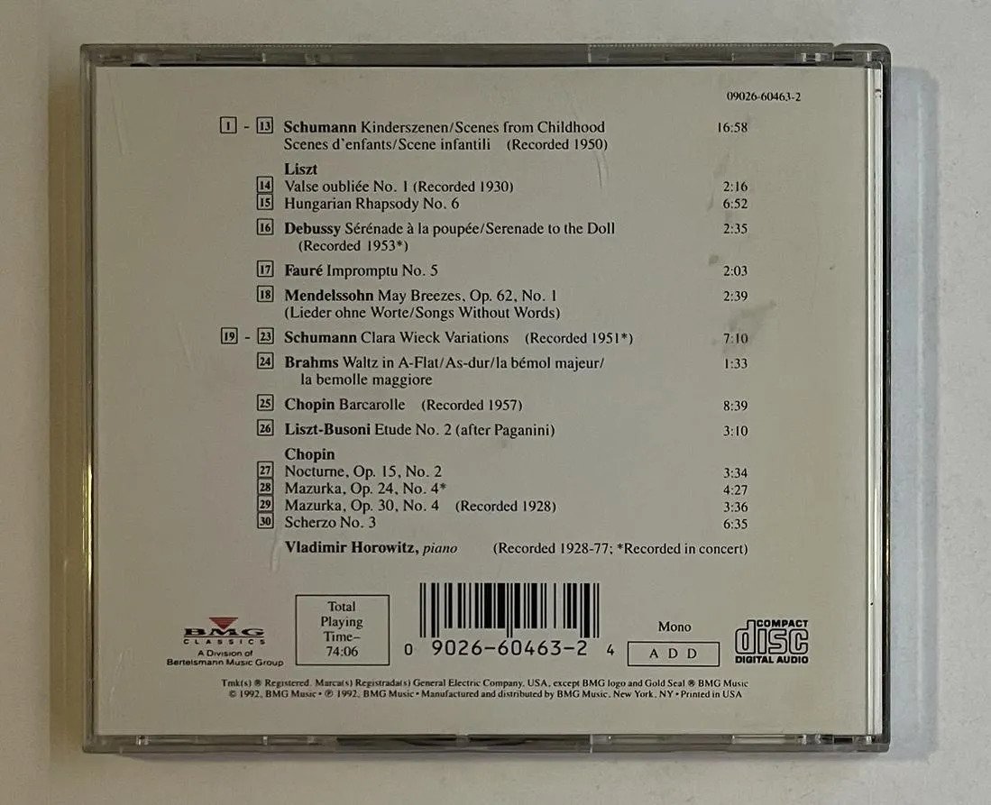 CD Vladimir Horowitz - Schumann - Kinderszenen / Brahms / Chopin / Debussy / Faure / Liszt / Mendelssohn - Imagem 3