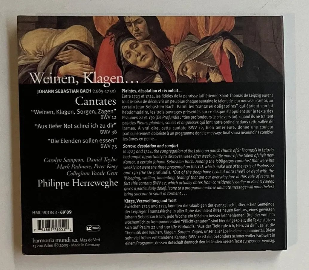 CD Johann Sebastian Bach - Weinen, Klagen... Cantates BWV 12, 38, 75 - Imagem 3