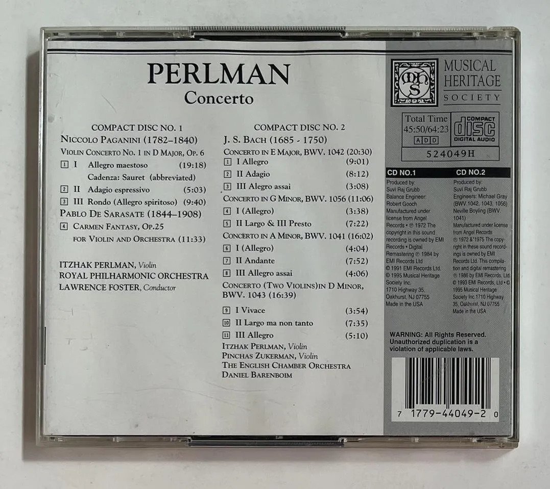 2 CDs Itzhak Perlman - Concerto - Imagem 3