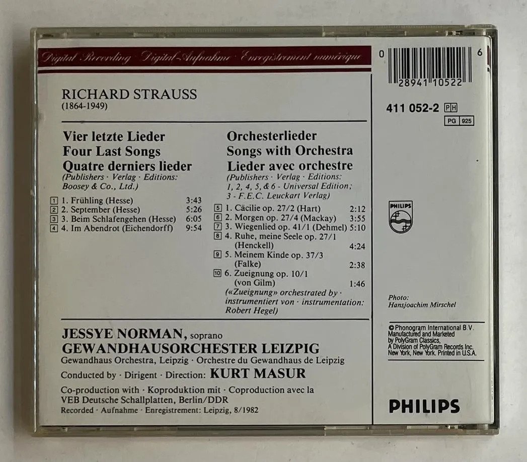 CD Richard Strauss - Vier Letzte Lieder • Four Last Songs / 6 Orchesterlieder • 6 Orchestral Songs - Imagem 3