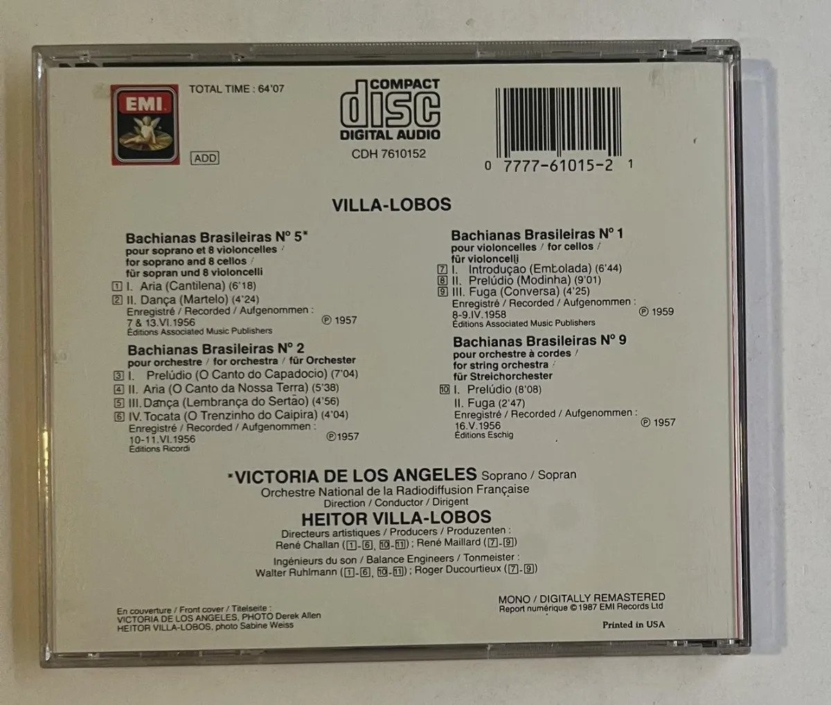 CD Heitor Villa-Lobos - Bachianas Brasileiras Nos. 1, 2, 5 & 9 - Imagem 3