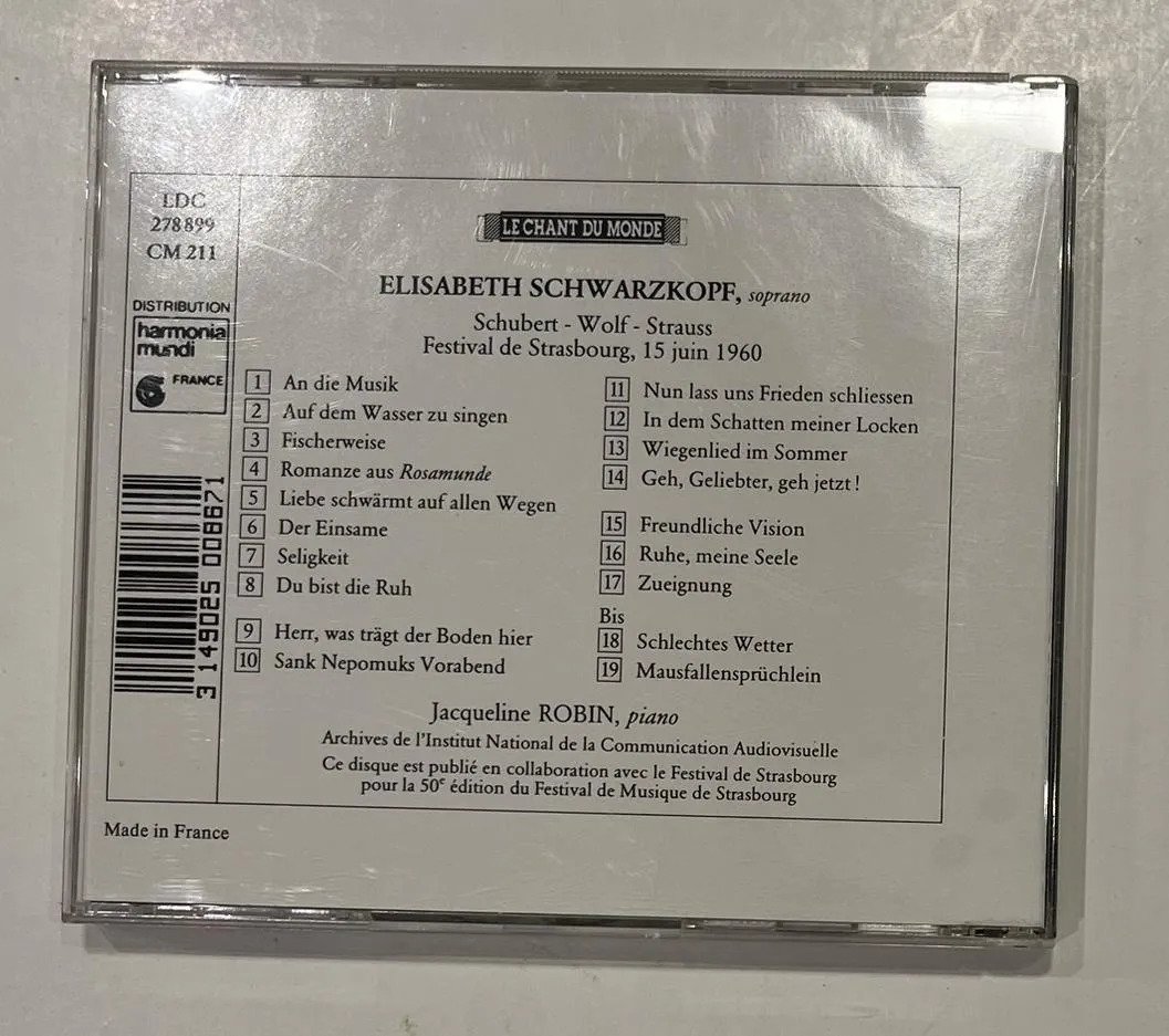 CD Elisabeth Schwarzkopf - Festival De Strasbourg 1960 - Imagem 3