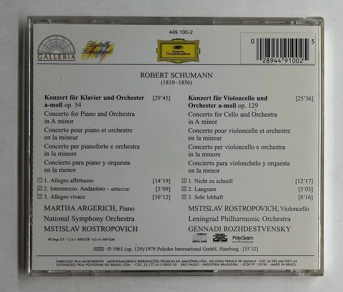 CD Robert Schumann - Klavierkonzert - Cellokonzert - Imagem 3