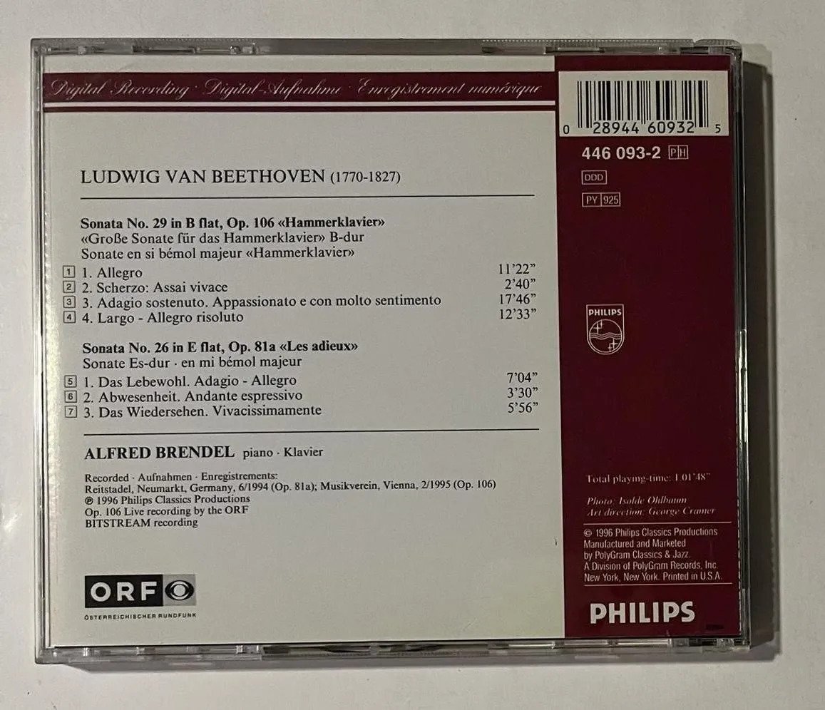 CD Ludwig van Beethoven - Piano Sonatas = Klaviersonaten: Op. 81a «Les Adieux» • Op. 106 «Hammerklavier» - Imagem 3