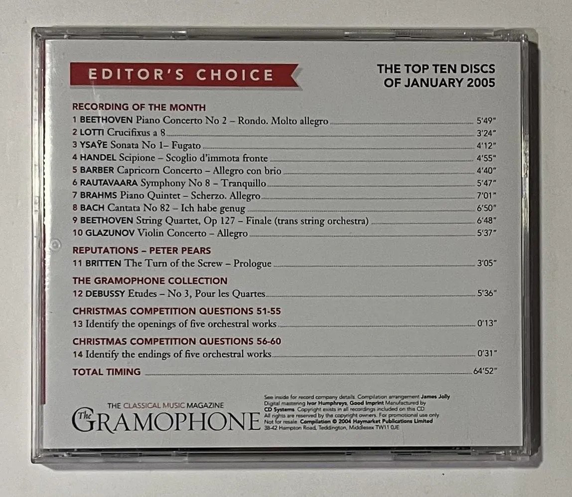 CD Various - Gramophone Editor's Choice: January 2005 - Imagem 3