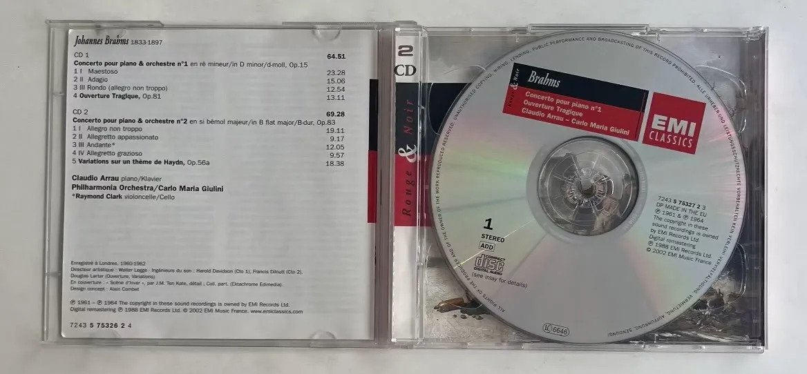 2 CDs Johannes Brahms - Concertos Pour Piano 1 & 2 - Imagem 2
