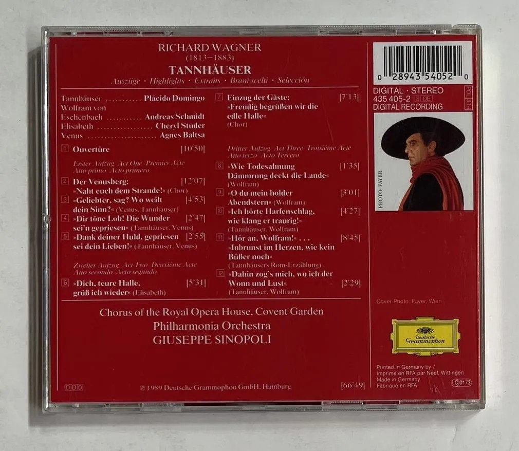 CD Placido Domingo - Plácido Domingo* · Wagner* · Chorus Of The Royal Opera House, Covent Garden · Philharmonia Orchestra · Giuseppe Sinopoli – Tannhäuser - Imagem 3