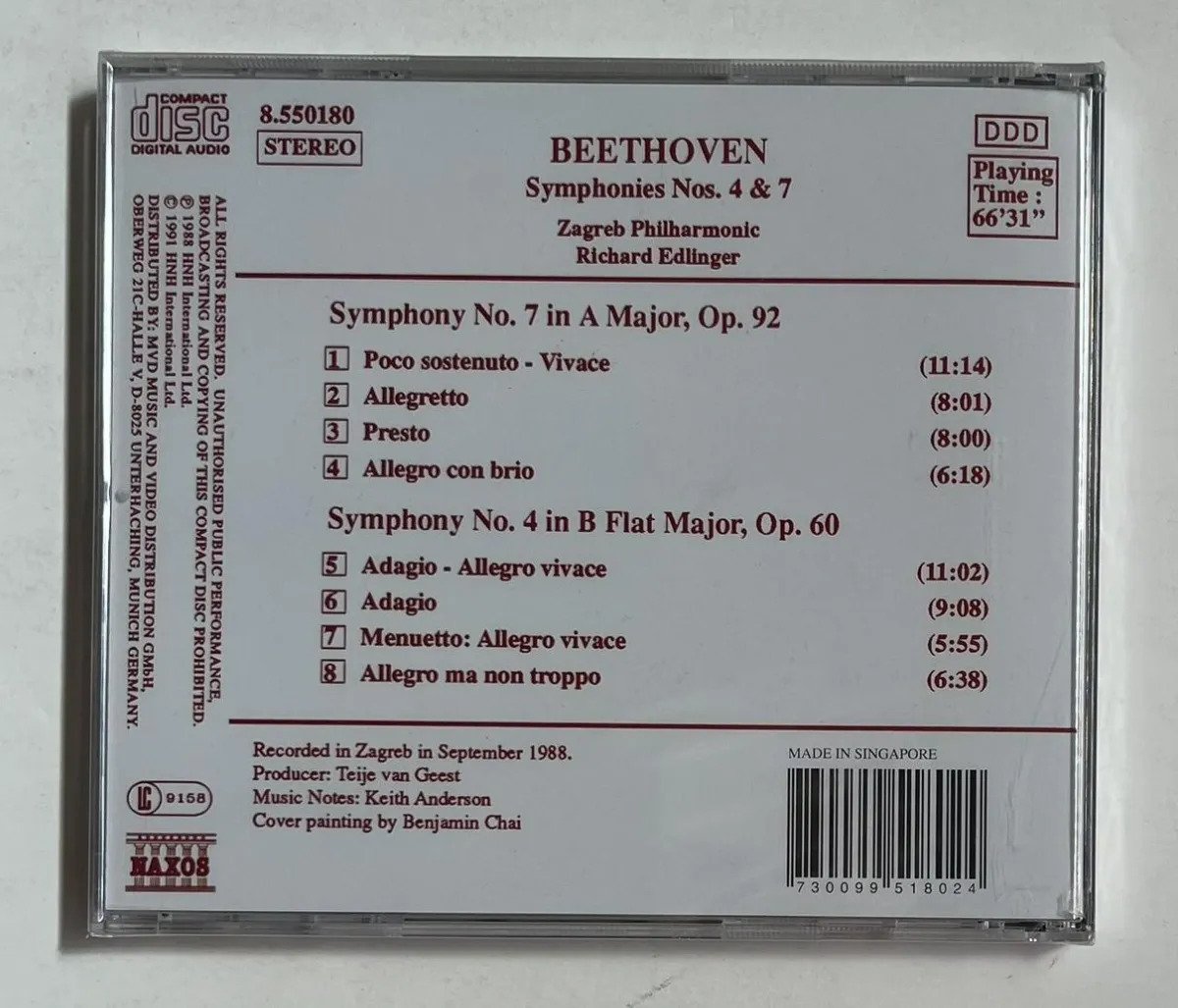 CD Ludwig van Beethoven - Symphonies Nos. 7 & 4 - Imagem 2