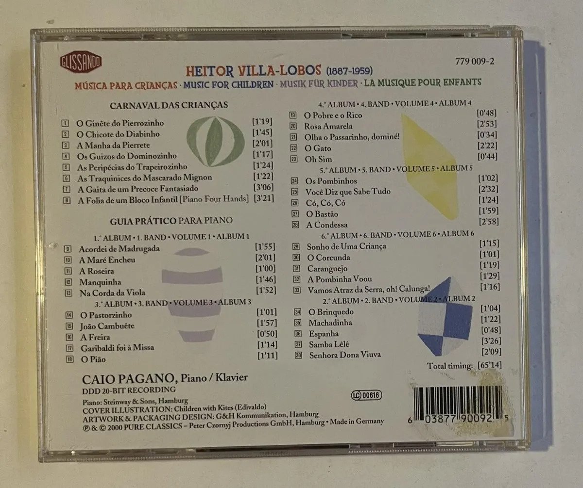 CD Heitor Villa-Lobos - Music For Children - Caio Pagano - Imagem 3
