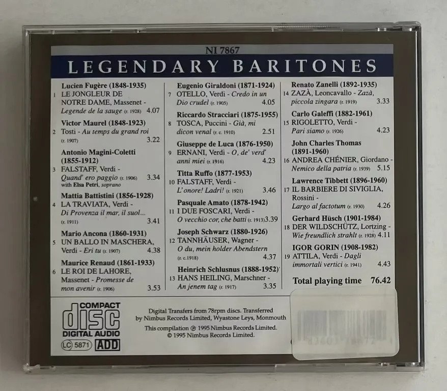 CD Various - Legendary Baritones - Imagem 3