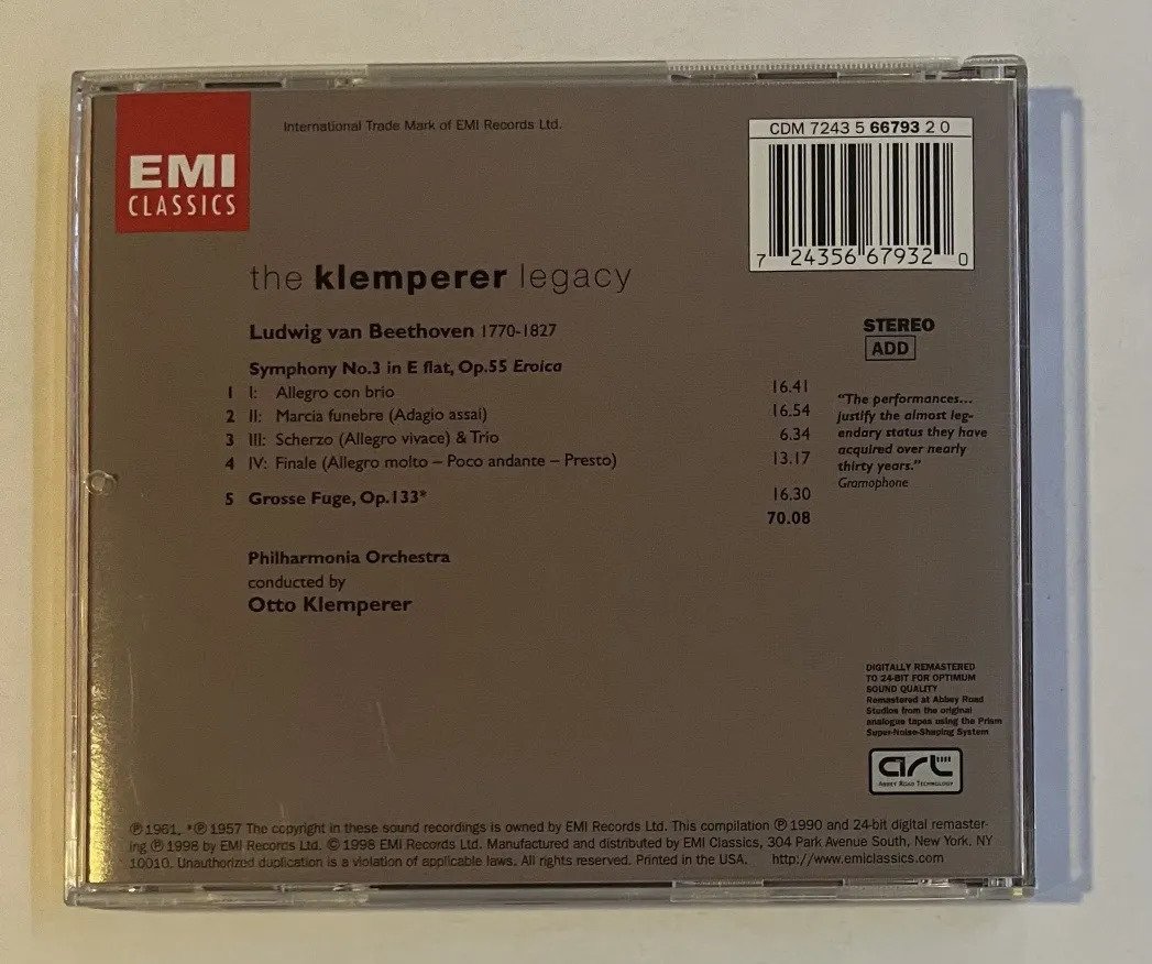 CD Otto Klemperer - Symphony 8 / Overtures: Leonore 1-3, Coriolan - Imagem 3