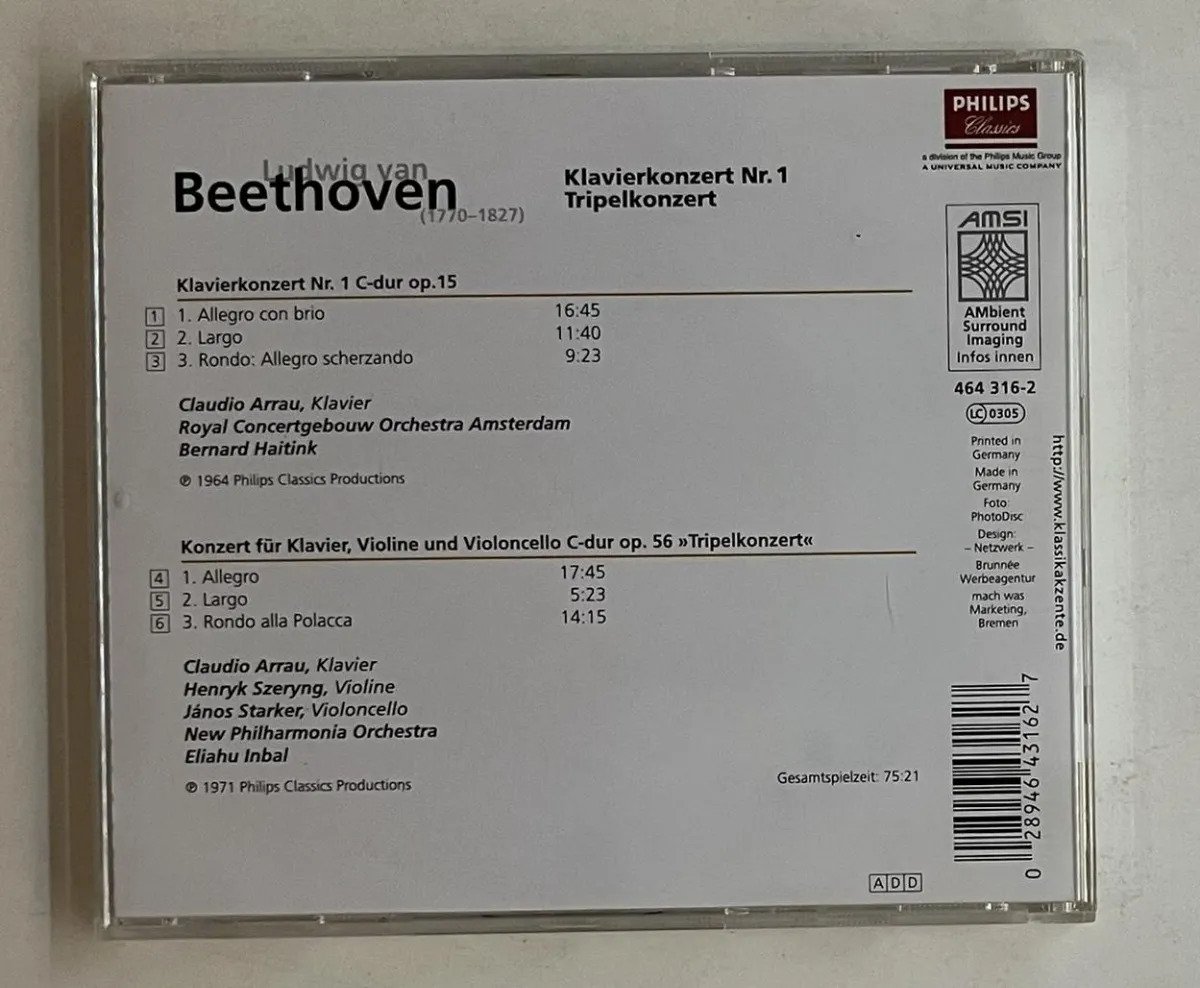 CD Ludwig van Beethoven - Klavierkonzert Nr. 1 / Triplekonzert - Imagem 3