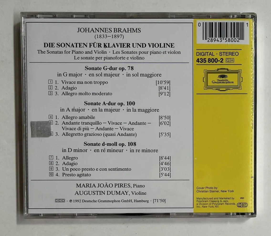 CD Johannes Brahms - Die Violinsonaten = The Violin Sonatas = Les Sonates Pour Violon - Imagem 3