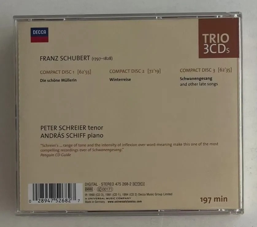 3 CDs Franz Schubert - Die Schöne Müllerin • Winterreise • Schwanengesang - Imagem 4