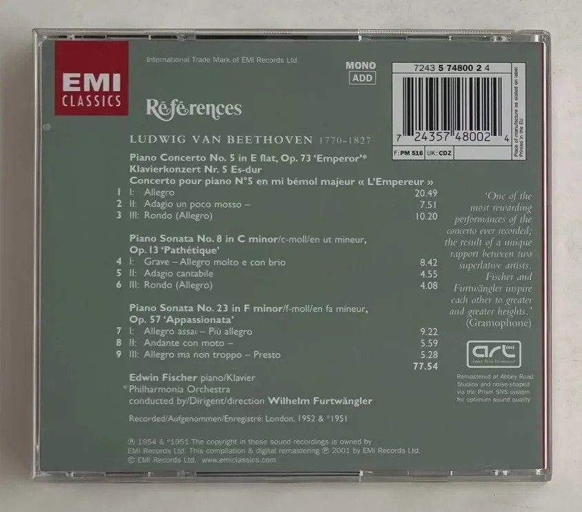 CD Ludwig van Beethoven - Piano Concerto No. 5 'Emperor'; Piano Sonatas Nos. 8 & 23 'Pathétique' & 'Appassionata' - Imagem 3