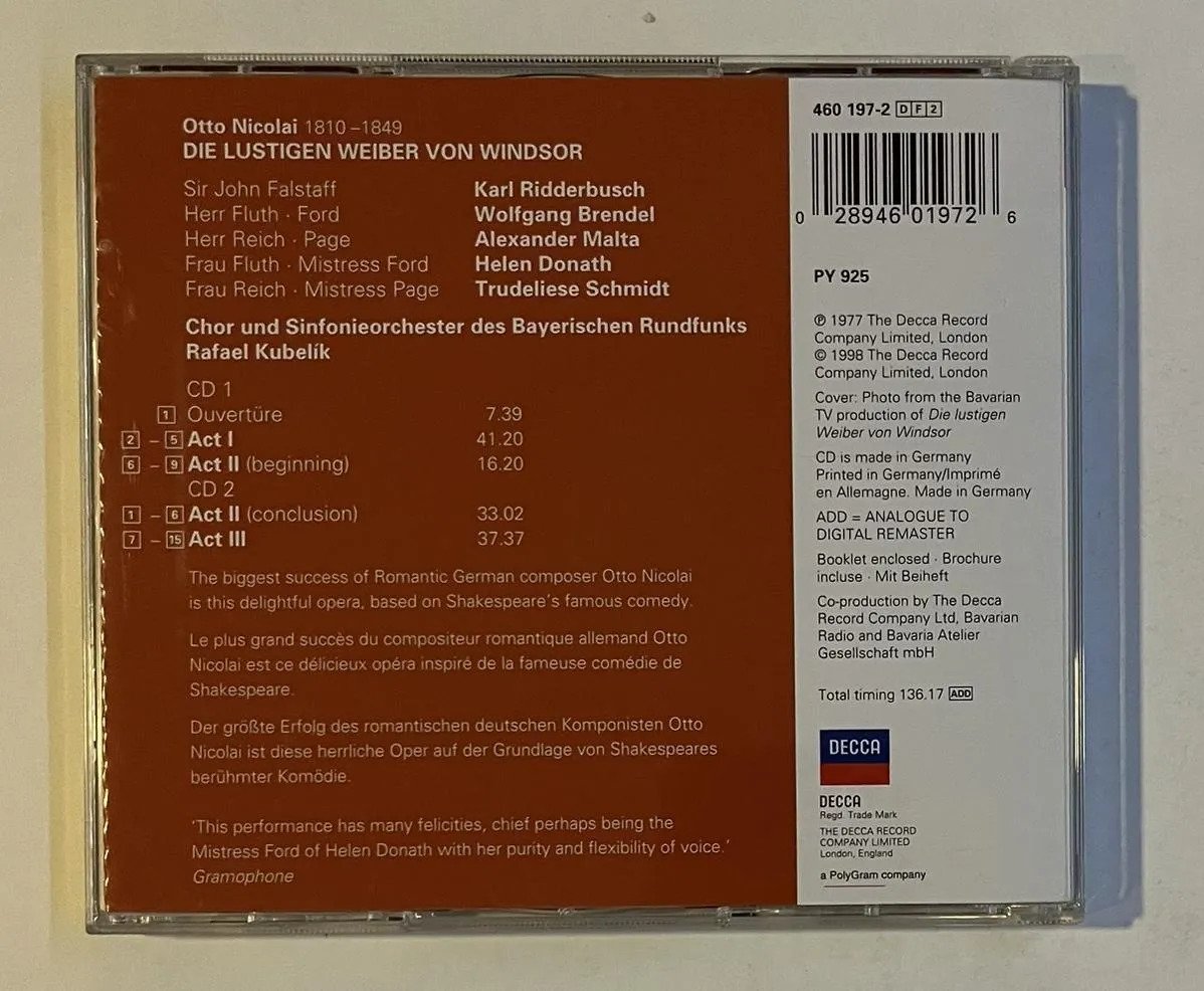 2 CDs Otto Nicolai - Die Lustigen Weiber Von Windsor - Imagem 3