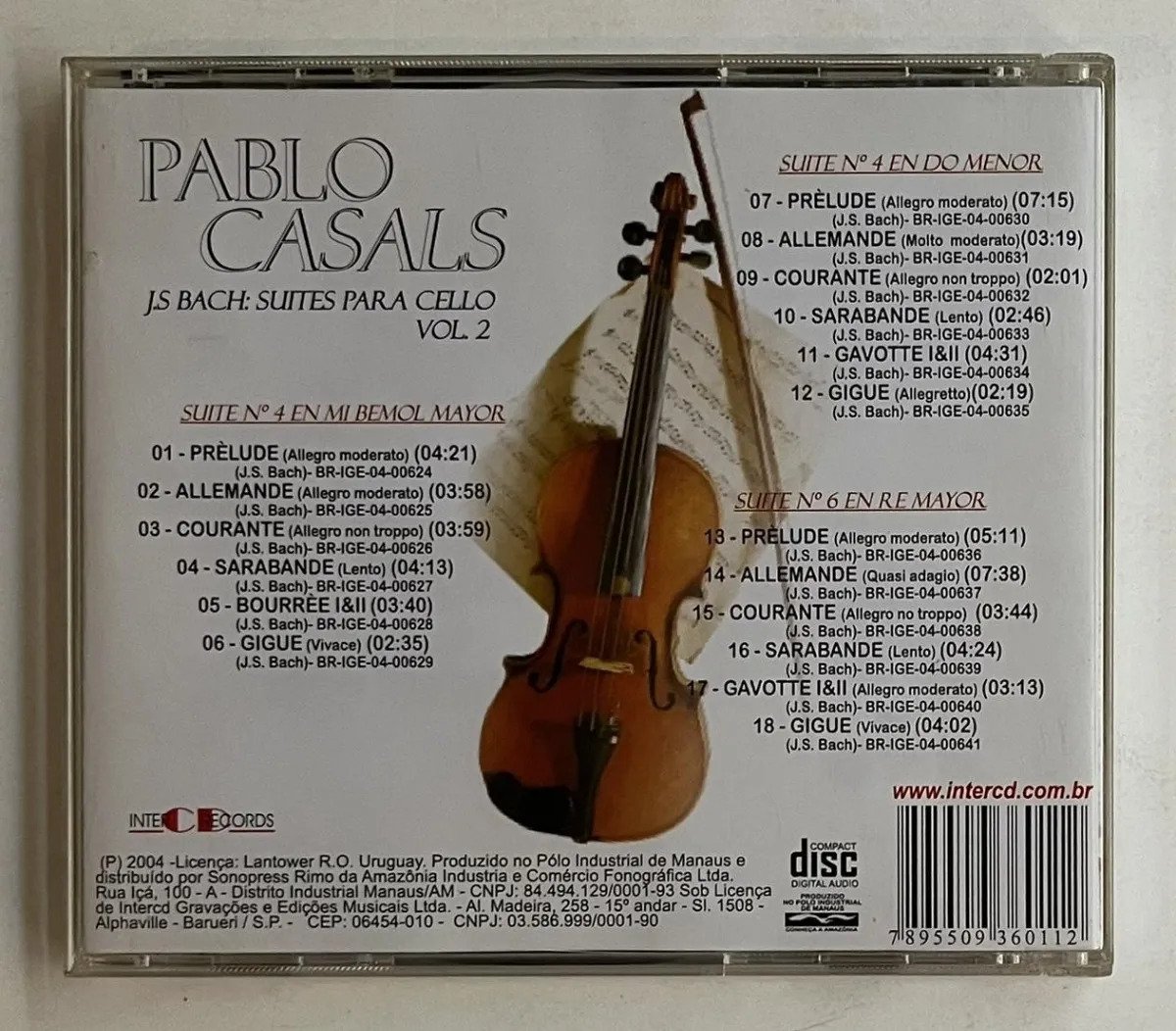 CD Johann Sebastian Bach - Suites Para Cello Vol 2 - Imagem 3