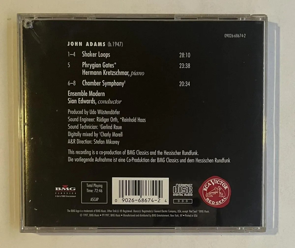 CD John Adams - Chamber Symphony / Shaker Loops / Phrygian Gates For Solo Piano - Imagem 3