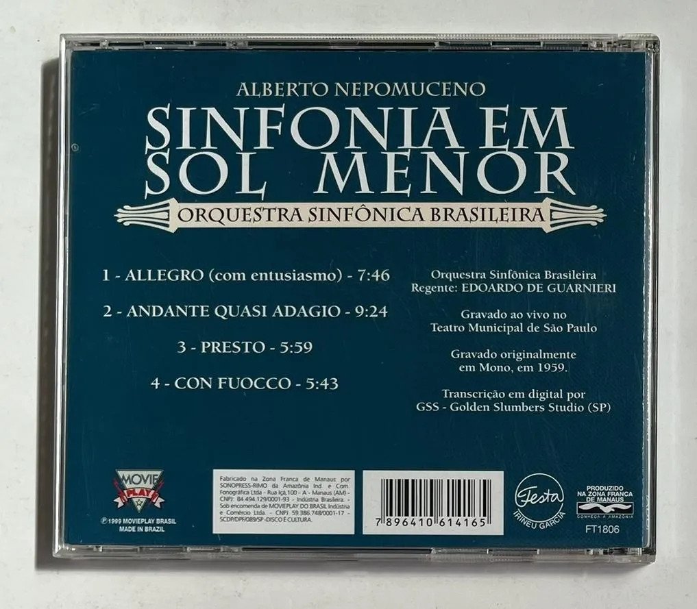 CD Alberto Nepomuceno - Sinfonia Em Sol Menor - Imagem 3