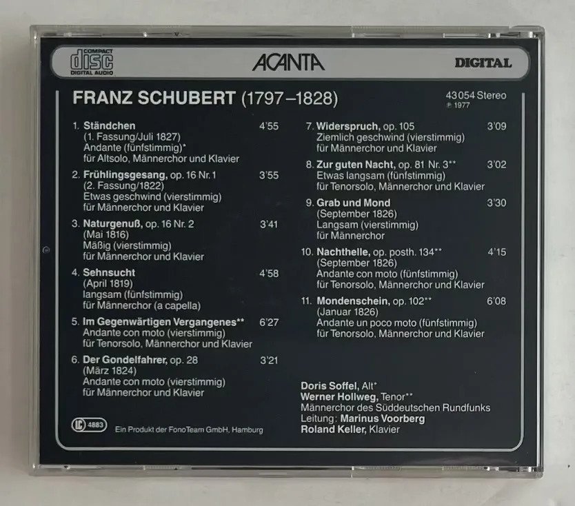 CD Franz Schubert - Männerchöre - Imagem 3