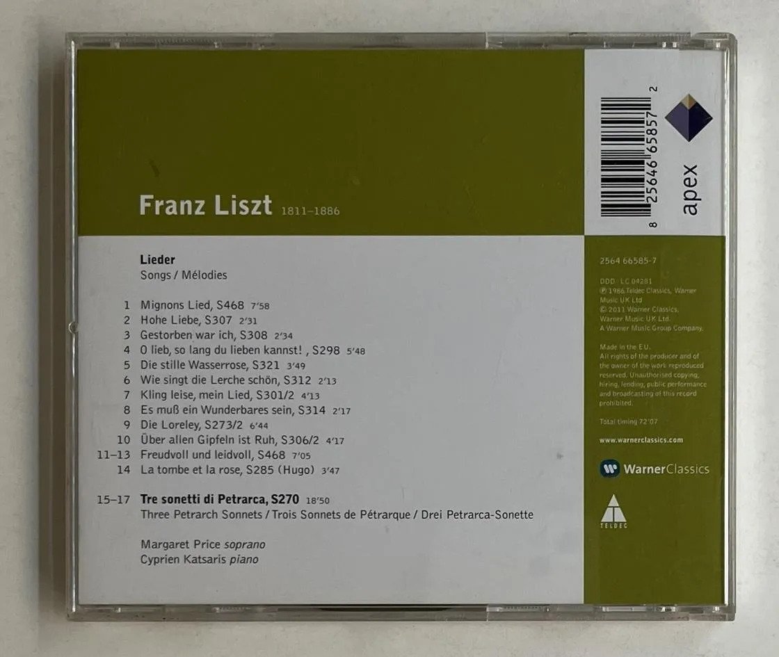 CD Liszt - Liszt 3 Petrarch Sonnets Lieder - Imagem 3