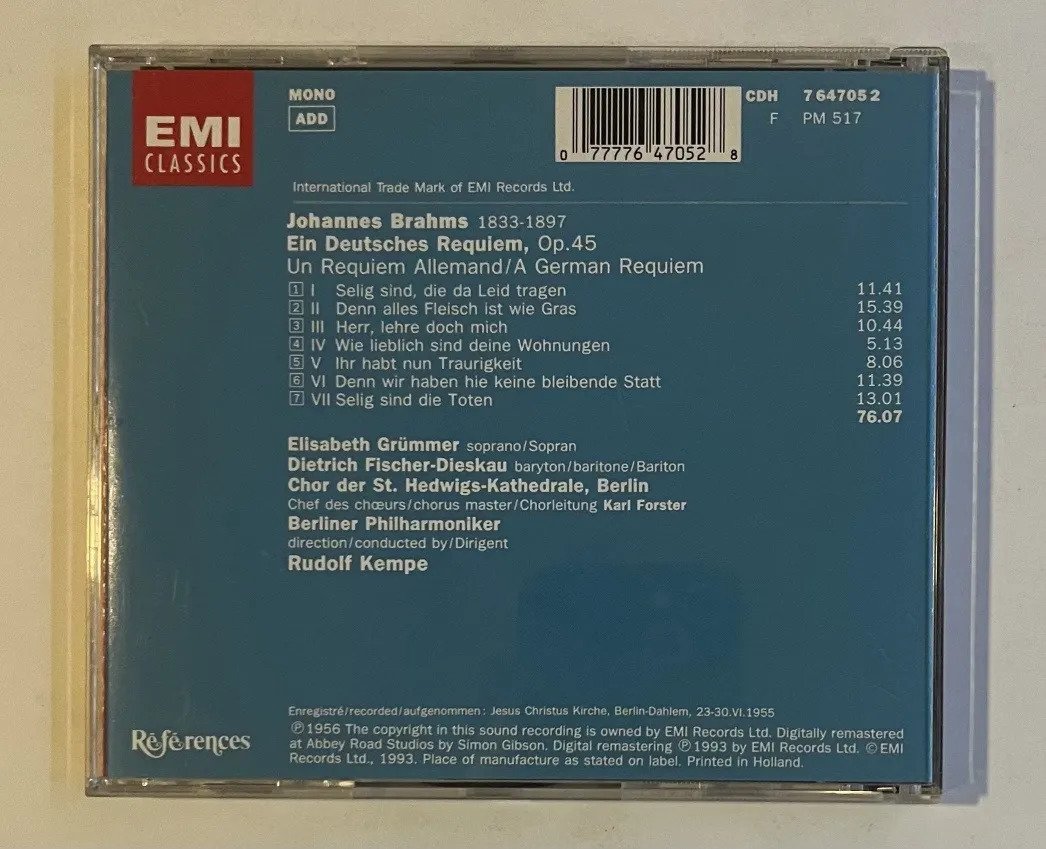 CD Johannes Brahms - Ein Deutsches Requiem - Imagem 3