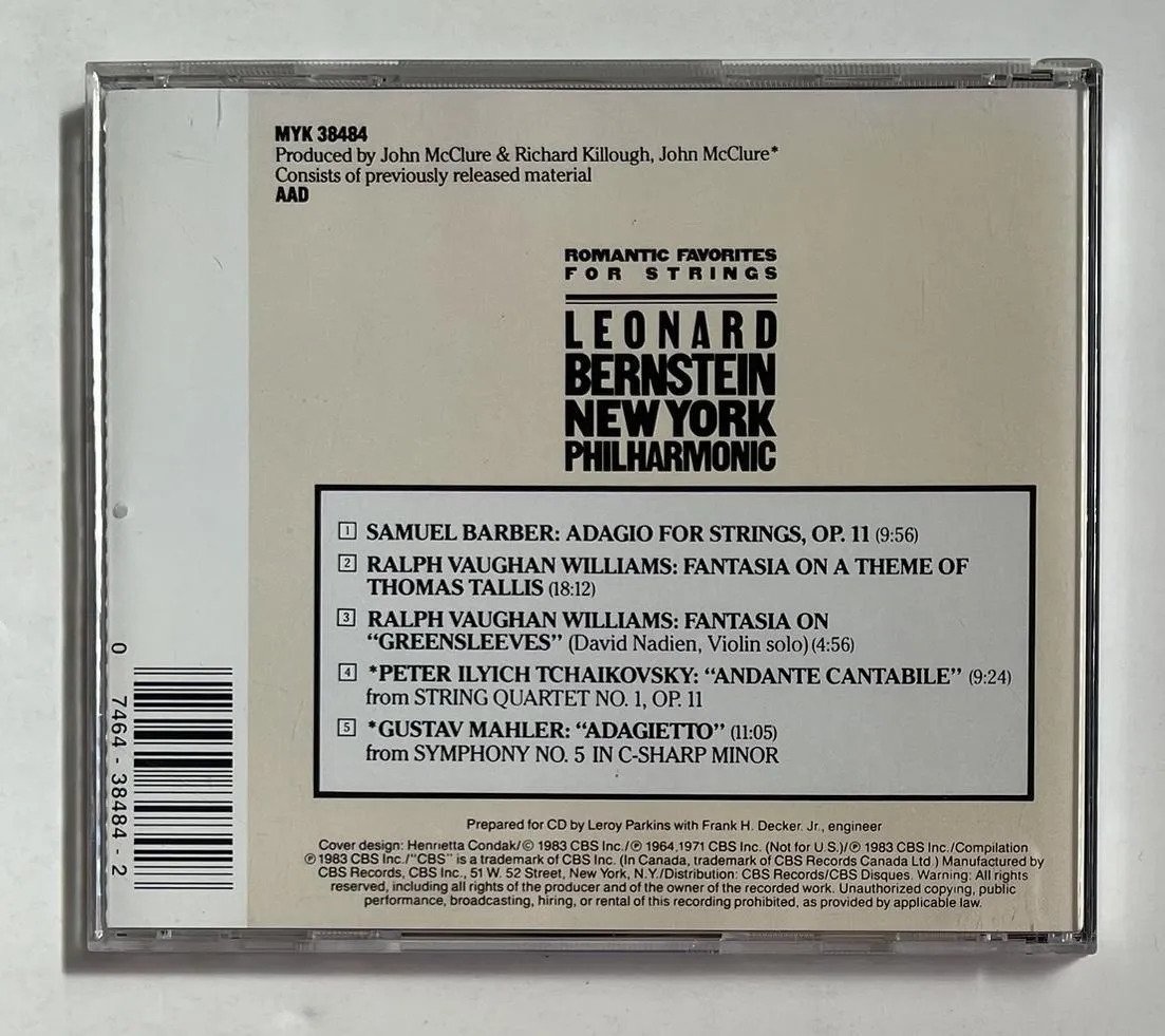 CD Samuel Barber - Romantic Favorites For Strings - Imagem 3
