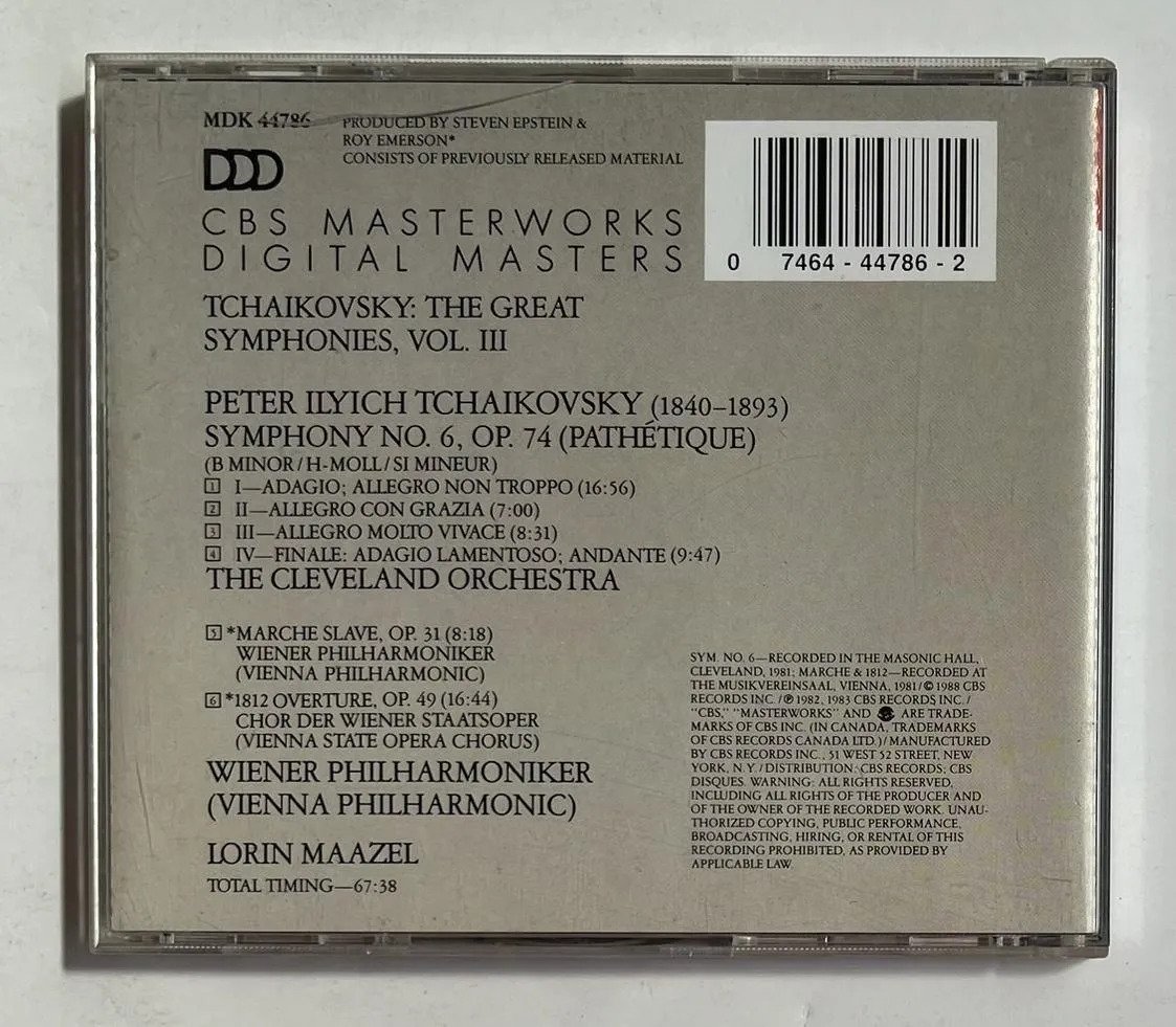 CD Pyotr Ilyich Tchaikovsky - Symphony No. 6 "Pathétique" • Marche Slave • 1812 Overture - Imagem 3