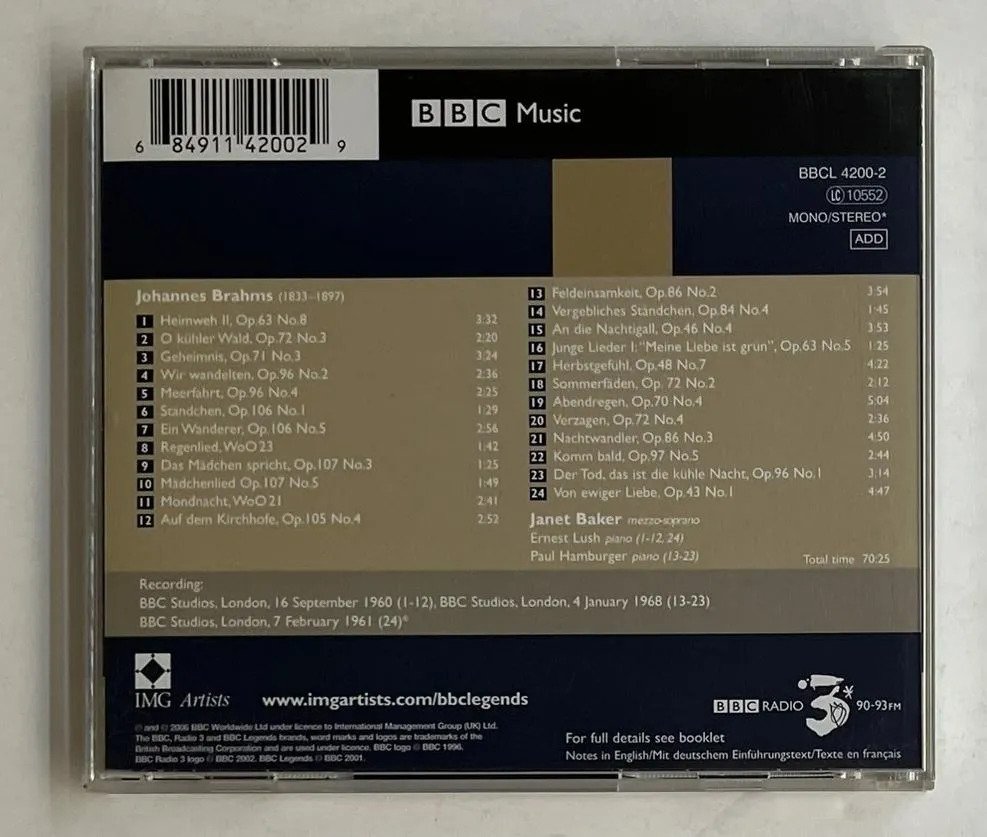 CD Johannes Brahms - Lieder - Imagem 3