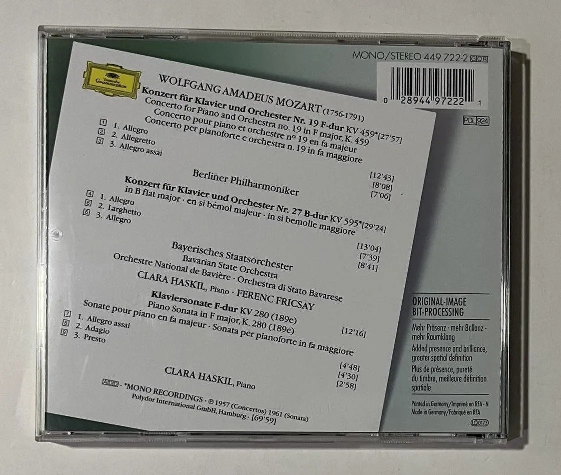 CD Wolfgang Amadeus Mozart - Klavierkonzerte = Piano Concertos Nos. 19 & 27 • Klaviersonate = Piano Sonata K. 280 - Imagem 3