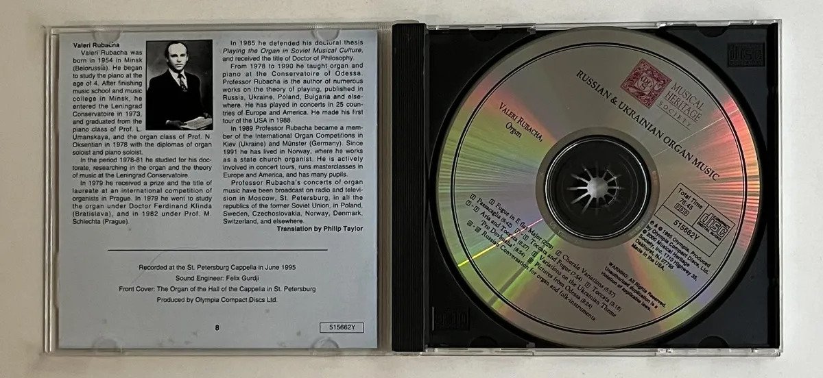 CD Valeri Rubacha - Russian and Ukrainian Organ Music - Imagem 2