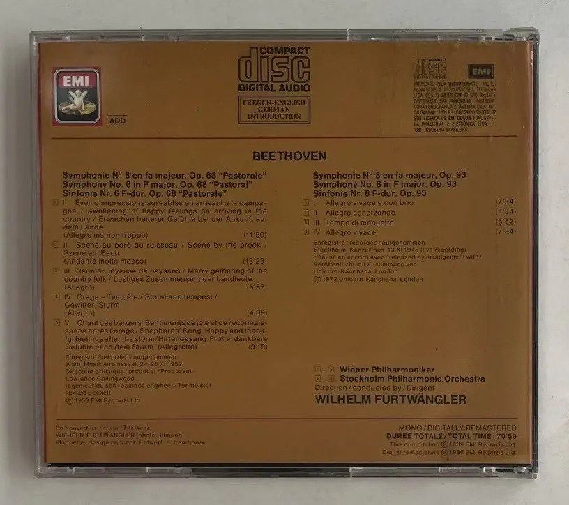 CD Ludwig van Beethoven - Sinfonien/Symphonies Nos 6 & 8 - Imagem 3