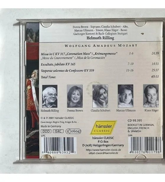 CD Wolfgang Amadeus Mozart - Coronation Mass KV 317 / Exultate Jubilate KV 165 / Vesperae Solemnes De Confessore KV 339 - Imagem 2
