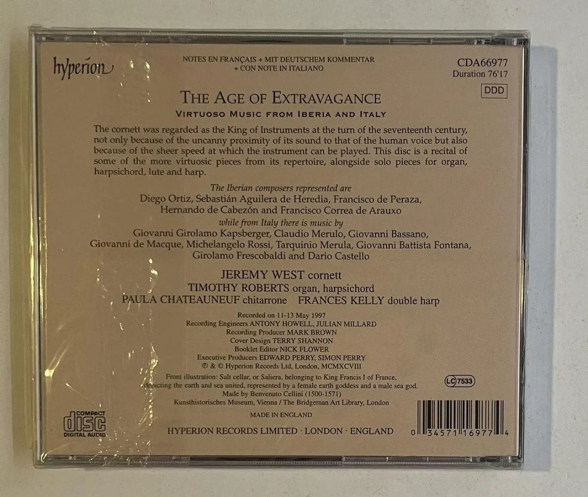 CD Jeremy West - The Age Of Extravagance (Virtuoso Music From Iberia And Italy) - Imagem 2