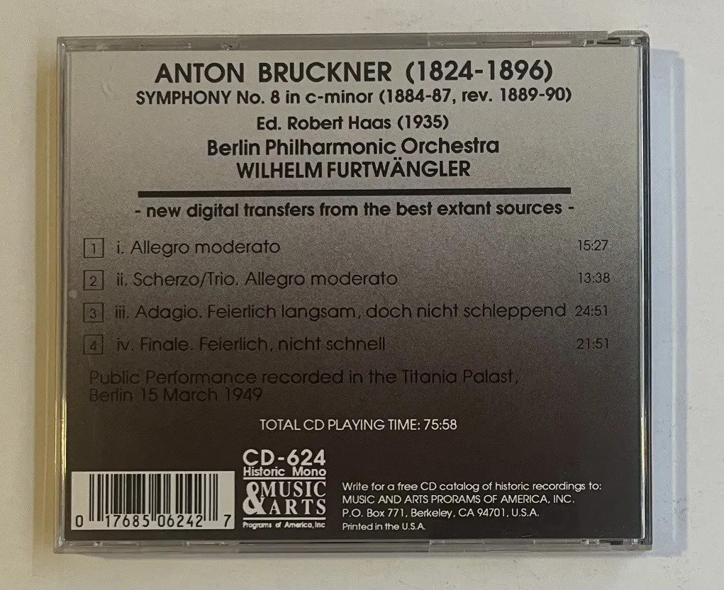 CD Wilhelm Furtwängler - Symphony No. 8 In C-Minor - 15 March 1949 (Titania Palast) - Imagem 3