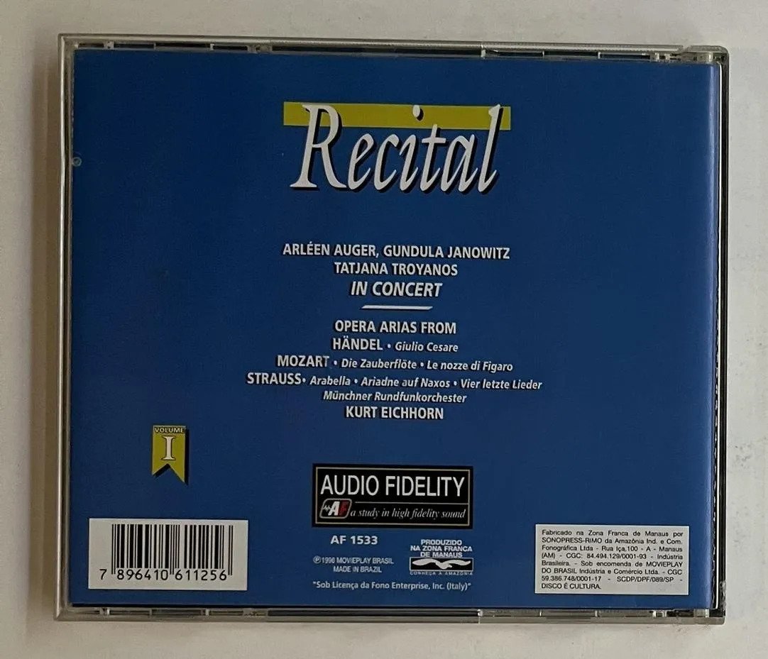 CD Handel; Mozart; Strauss - Recital Volume 1 - Imagem 3