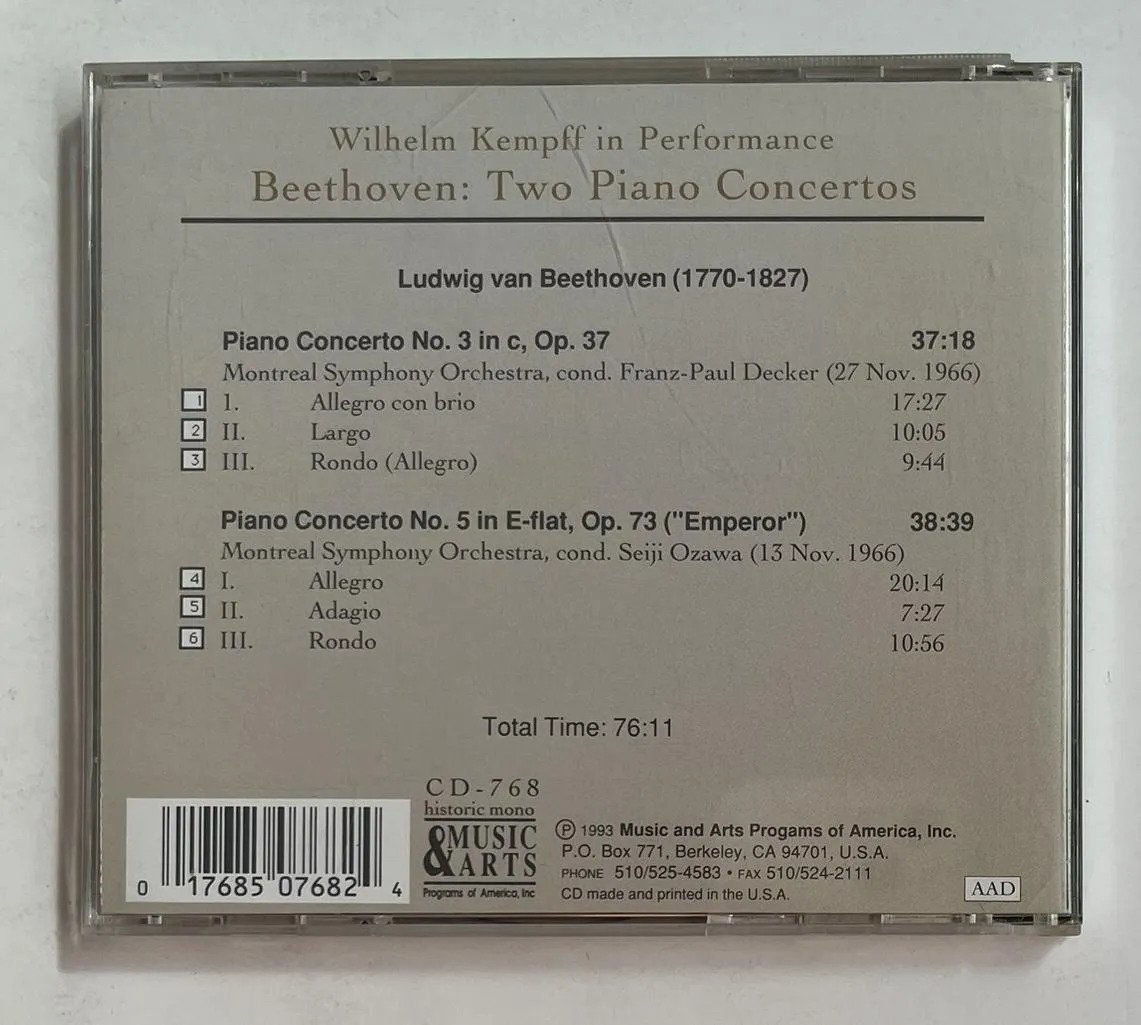 CD Wilhelm Kempff - Beethoven: Two Piano Concertos - Imagem 3