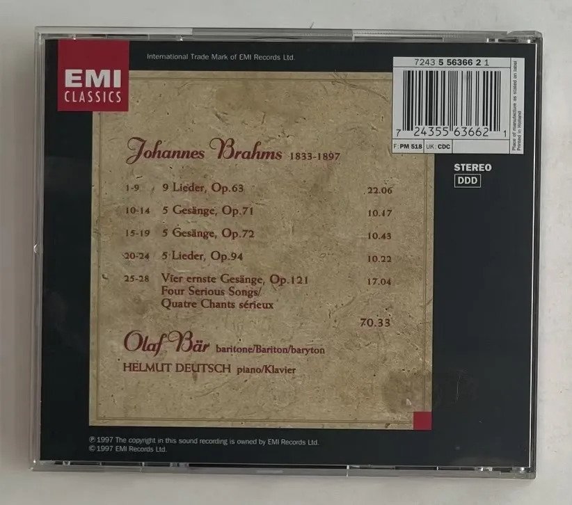 CD Johannes Brahms - Lieder - Imagem 3