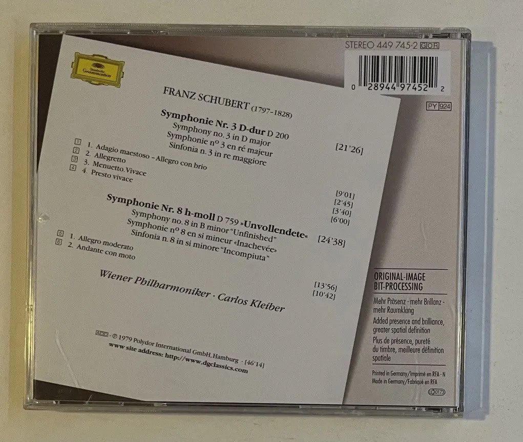 CD Franz Schubert - Symphonien Nos. 3 & 8 »Unvollendete = Unfinished = Inachevée« - Imagem 3